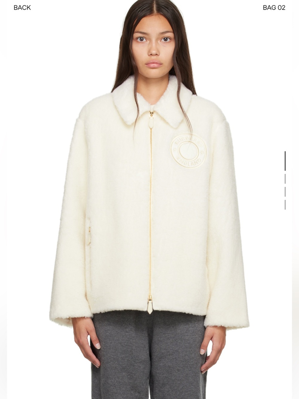 BURBERRY Off-White Patch Wool fleece Jacket
Size US 4